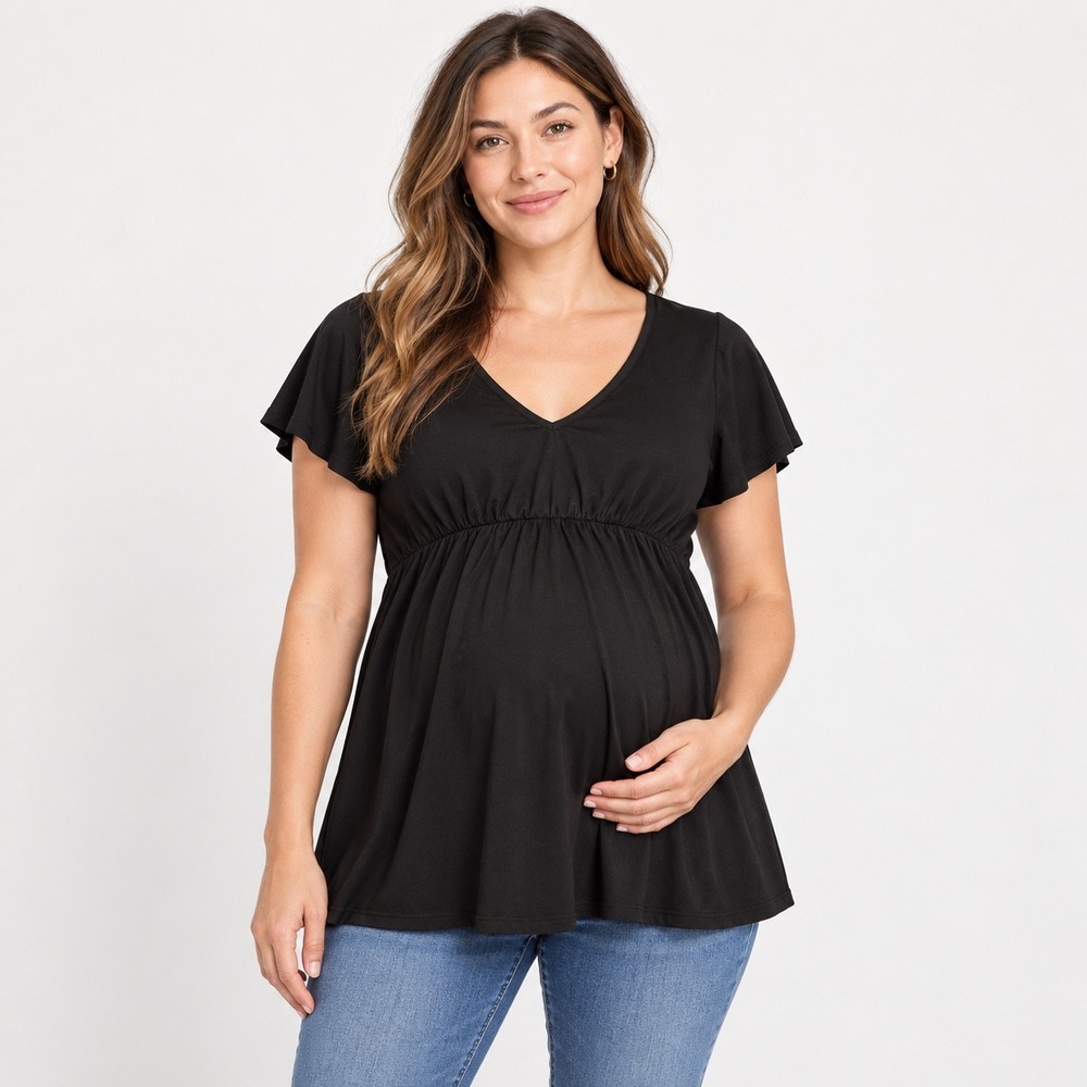 Gap Maternity Womens S Peplum Top Black Minimalist Capsule Layering Casual